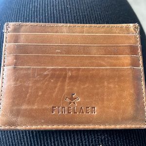 PREOWNED-Leather Slim Front Pocket Wallet - Russet & Tawny